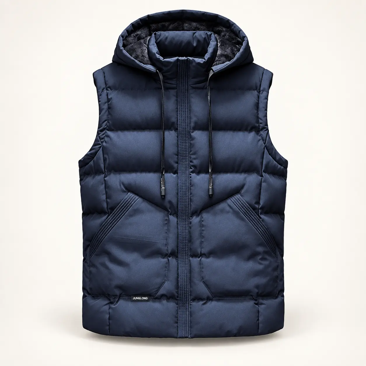 Hooded Puffer Vest jacket – Navy Blue