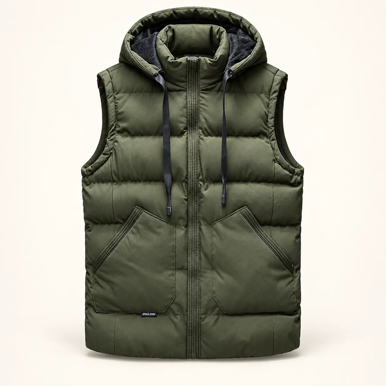 Hooded Puffer Vest jacket – Olive Green