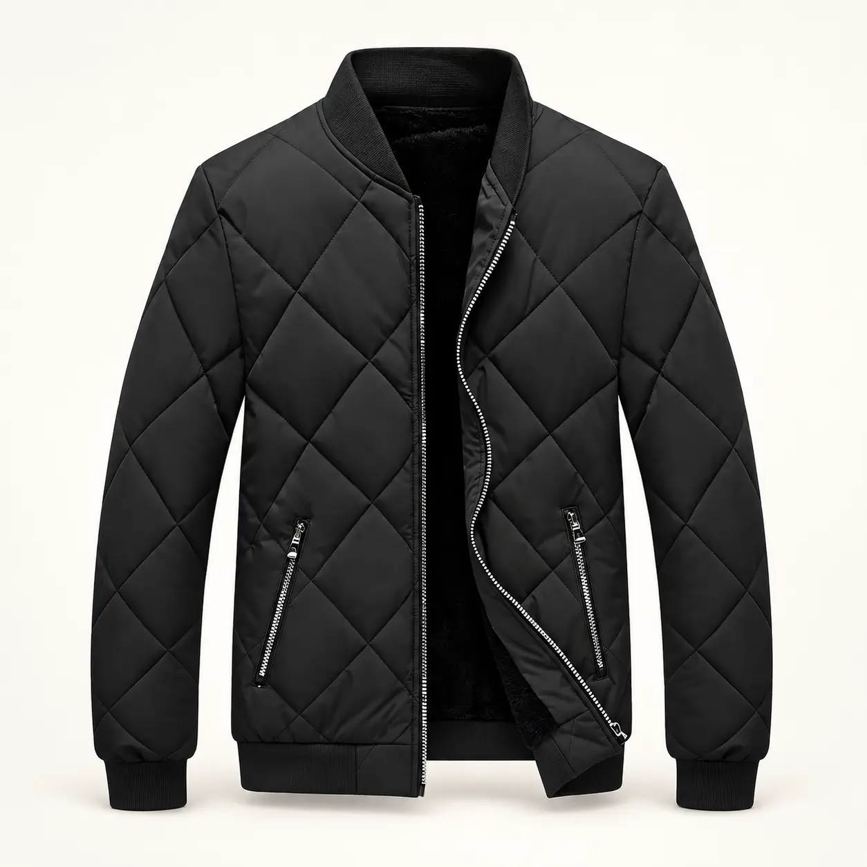 Diamond Quilted Bomber Jacket